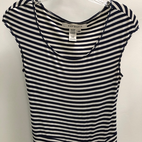 MAX STUDIO BLUE WHITE STRIPE DRESS XS - Picture 4 of 7